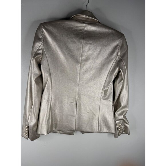 New Generation Love Delilah Vegan Gold Leather Blazer Jacket Size XS - Picture 5 of 6